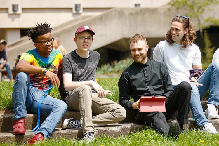 FLCC students in the courtyard at the Canadaigua, main campus